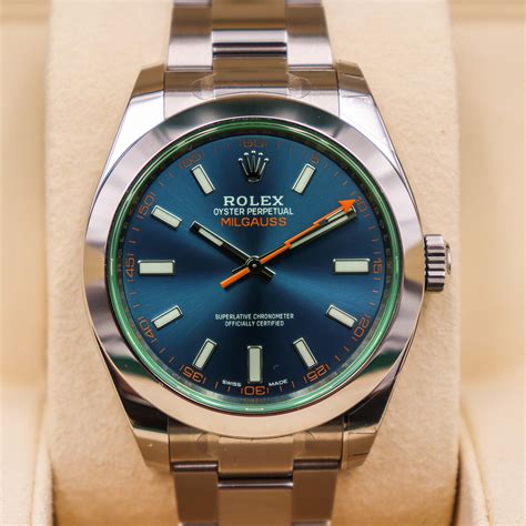 rolex milgauss blue z wrist roll|Rolex Milgauss price chart.